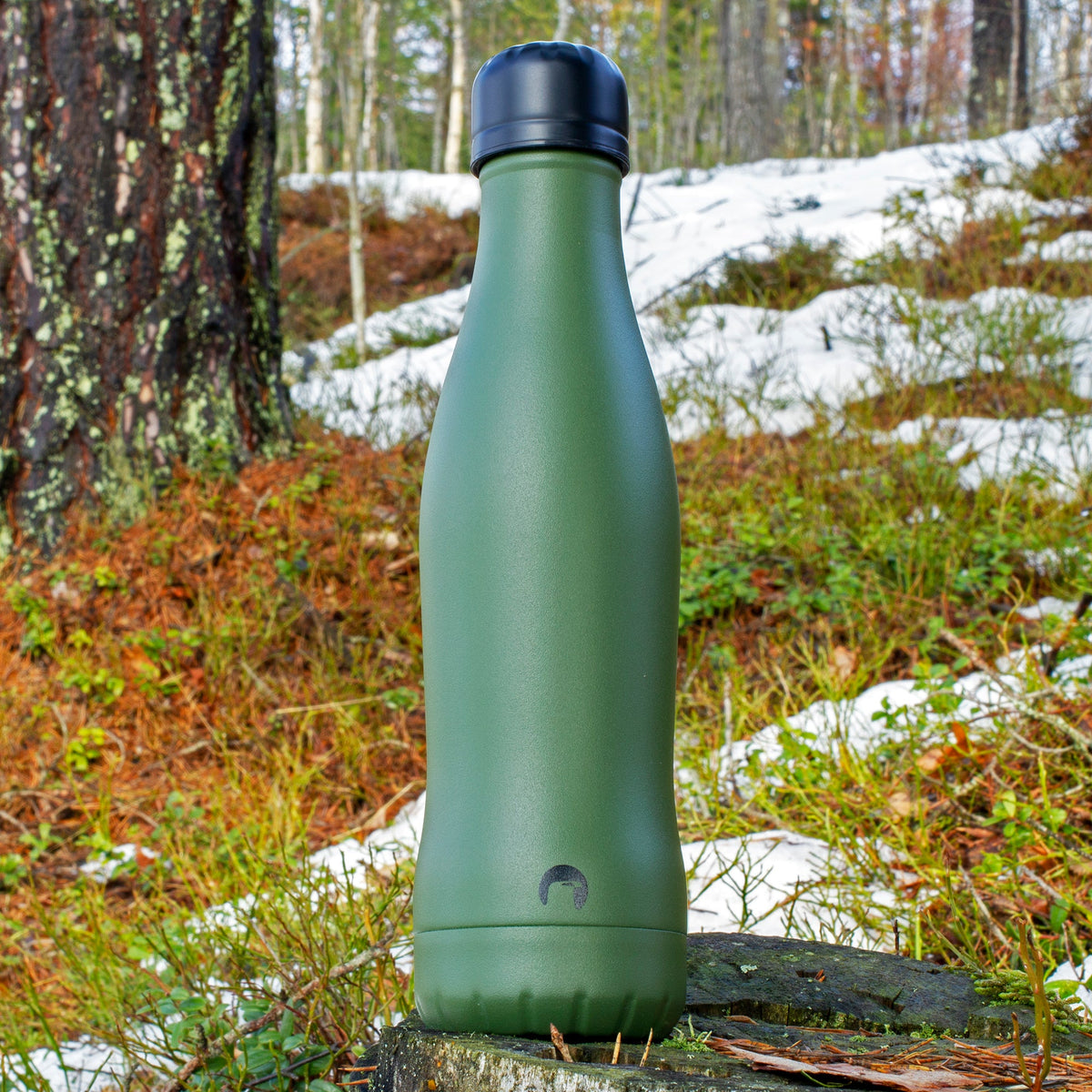Termoflaske "Curve" Stål - solid green